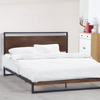 Thumbnail for Milano Decor Azure Bed Frame With Headboard Black Wood Steel Platform Bed - Single - Black