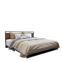 Thumbnail for Milano Decor Azure Bed Frame With Headboard Black Wood Steel Platform Bed - Single - Black