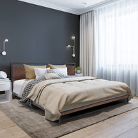 Thumbnail for Milano Decor Azure Bed Frame With Headboard Black Wood Steel Platform Bed - Single - Black