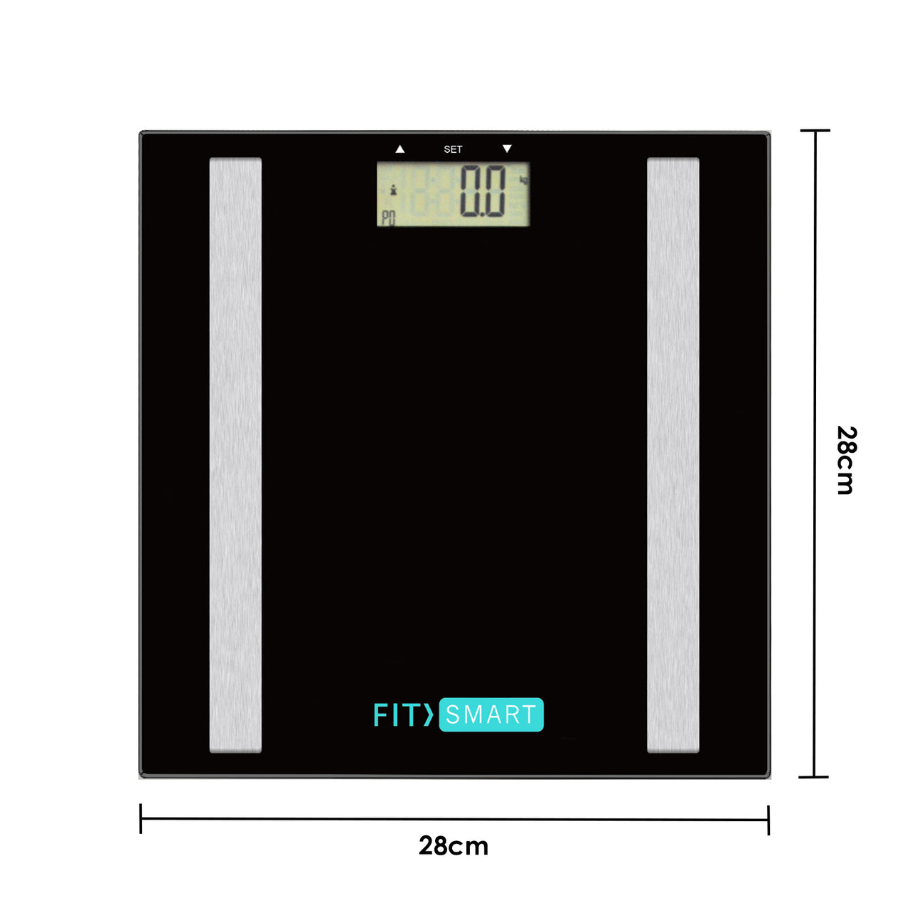 FitSmart Electronic Body Fat Scale Black 7 in 1 Body Analyser LCD Glass Tracker