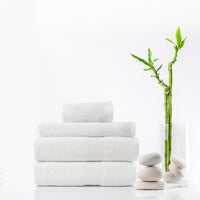 Thumbnail for Royal Comfort 4 Piece Cotton Bamboo Towel Set 450GSM Luxurious Absorbent Plush - White