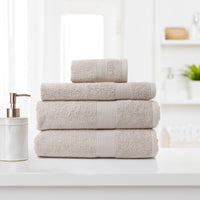 Thumbnail for Royal Comfort 4 Piece Cotton Bamboo Towel Set 450GSM Luxurious Absorbent Plush - Beige