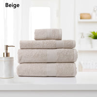 Thumbnail for Royal Comfort 4 Piece Cotton Bamboo Towel Set 450GSM Luxurious Absorbent Plush - Beige