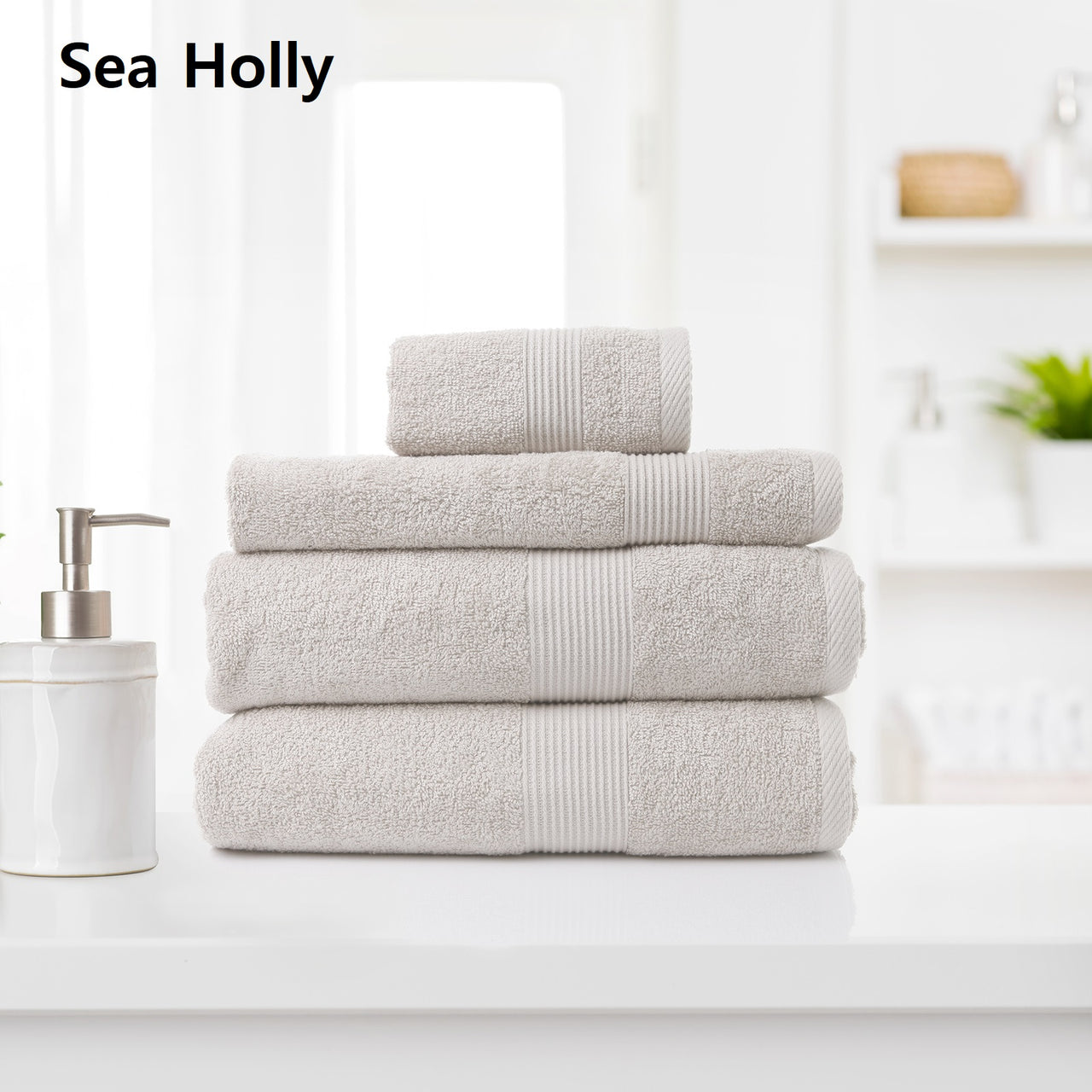 Royal Comfort 4 Piece Cotton Bamboo Towel Set 450GSM Luxurious Absorbent Plush - Sea Holly