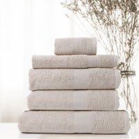 Thumbnail for Royal Comfort 5 Piece Cotton Bamboo Towel Set 450GSM Luxurious Absorbent Plush - Beige