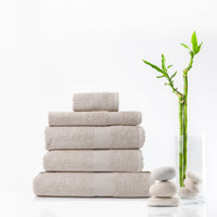 Thumbnail for Royal Comfort 5 Piece Cotton Bamboo Towel Set 450GSM Luxurious Absorbent Plush - Beige