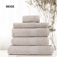 Thumbnail for Royal Comfort 5 Piece Cotton Bamboo Towel Set 450GSM Luxurious Absorbent Plush - Beige