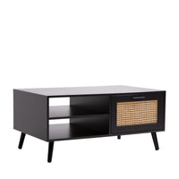 Thumbnail for Casa Decor Tulum Rattan Coffee Table Storage Drawer Furniture Wooden Black