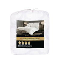 Thumbnail for Royal Comfort Bamboo Cooling Reversible 7 Piece Comforter Set Bedspread - Queen - White