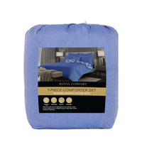 Thumbnail for Royal Comfort Bamboo Cooling Reversible 7 Piece Comforter Set Bedspread - Queen - Royal Blue