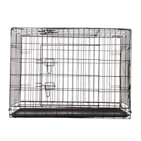 Thumbnail for 4Paws Dog Cage Pet Crate Cat Puppy Metal Cage ABS Tray Foldable Portable Black - 30