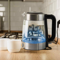 Thumbnail for Kitchen Couture Cool Touch Stainless Steel LED Glass Kettle Dual Wall 1.7L