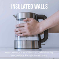 Thumbnail for Kitchen Couture Cool Touch Stainless Steel LED Glass Kettle Dual Wall 1.7L