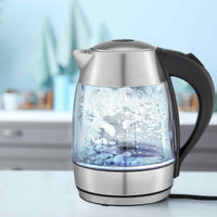 Thumbnail for Kitchen Couture Cool Touch Slimline Stainless Steel Blue LED Glass Kettle 1.7L