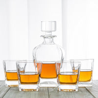 Thumbnail for Novare Oval Whiskey Decanter Bottle With 4 Whiskey Glasses Set