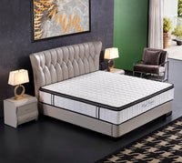 Thumbnail for Ergopedic Mattress 5 Zone Latex Pocket Spring Mattress In A Box 30cm - Double - White  Grey  Black