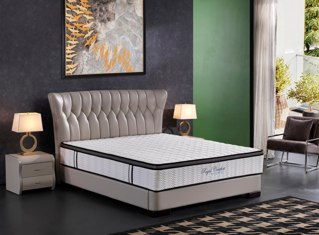 Ergopedic Mattress 5 Zone Latex Pocket Spring Mattress In A Box 30cm - Double - White  Grey  Black