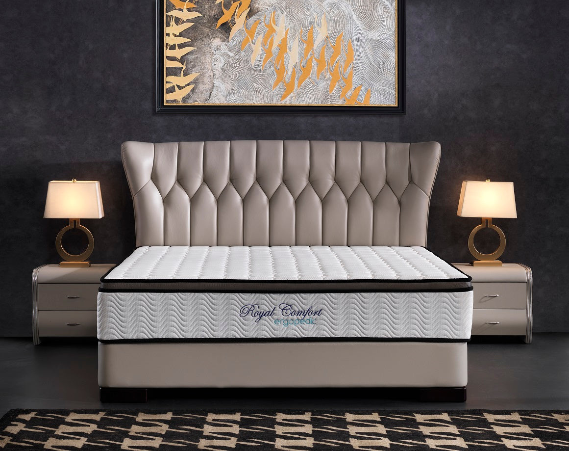 Ergopedic Mattress 5 Zone Latex Pocket Spring Mattress In A Box 30cm - Double - White  Grey  Black