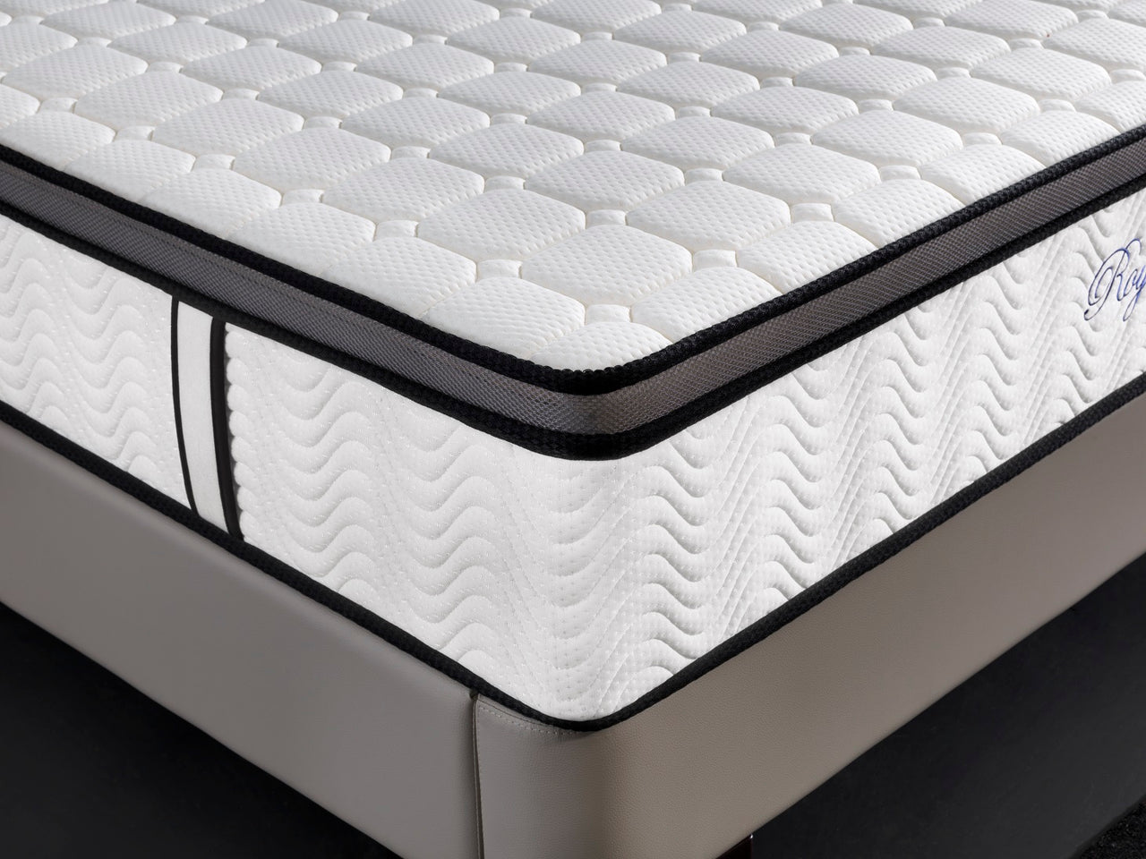 Ergopedic Mattress 5 Zone Latex Pocket Spring Mattress In A Box 30cm - Double - White  Grey  Black