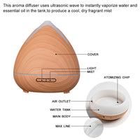 Thumbnail for Essential Oils Ultrasonic Aromatherapy Diffuser Air Humidifier Purify 400ML - Light Wood