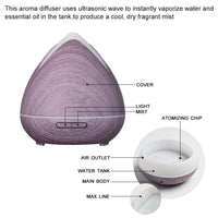 Thumbnail for Essential Oils Ultrasonic Aromatherapy Diffuser Air Humidifier Purify 400ML - Violet