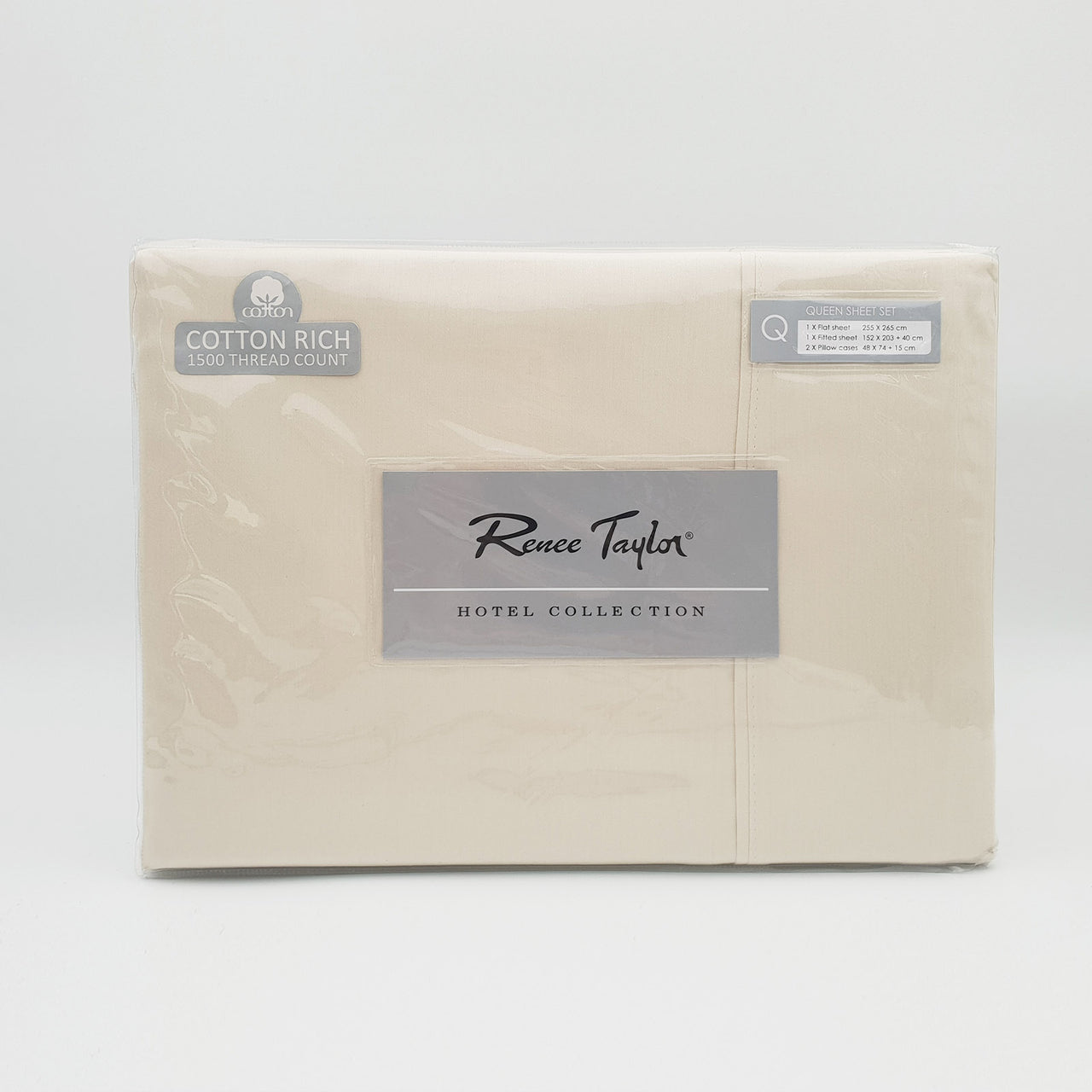 Renee Taylor 1500 Thread Count Pure Soft Cotton Blend Flat & Fitted Sheet Set Ivory King