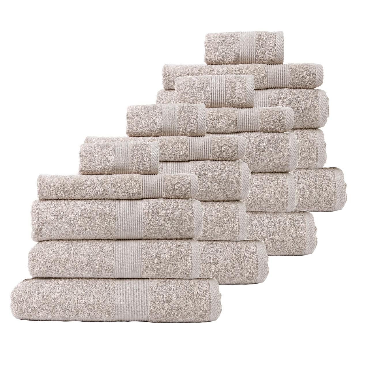 Royal Comfort 20 Piece Cotton Bamboo Towel Bundle Set 450GSM Luxurious Absorbent - Beige