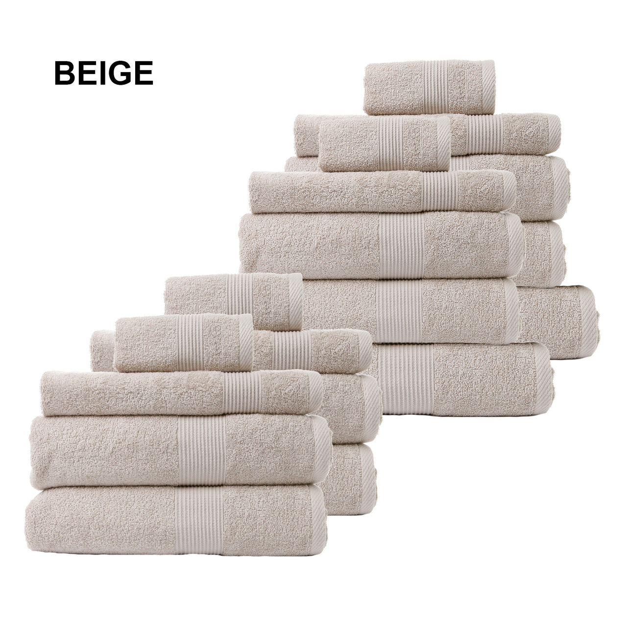 Royal Comfort 18 Piece Cotton Bamboo Towel Bundle Set 450GSM Luxurious Absorbent - Beige