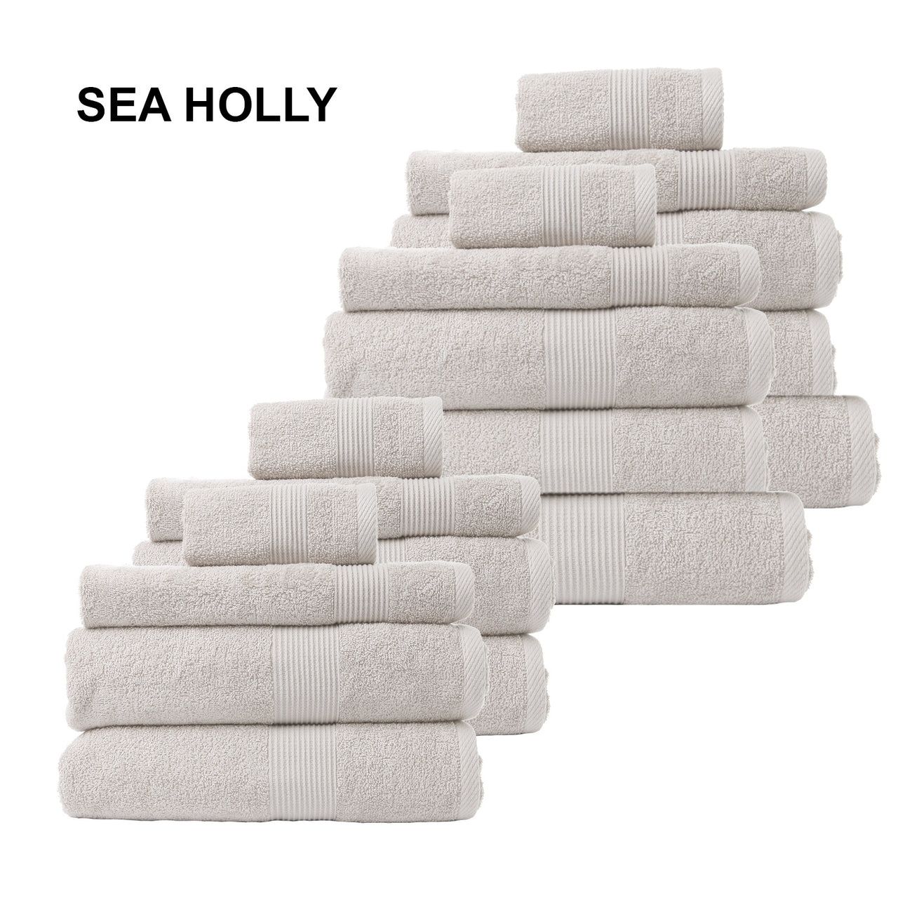 Royal Comfort 18 Piece Cotton Bamboo Towel Bundle Set 450GSM Luxurious Absorbent - Sea Holly