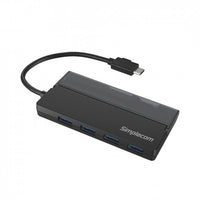 Thumbnail for SIMPLECOM CH330 Portable USB-C to 4 Port USB-A Hub USB 3.2 Gen1 with Cable Storage - Black