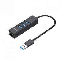 Thumbnail for SIMPLECOM CHN420 Black Aluminium 3 Port SuperSpeed USB HUB with Gigabit Ethernet Adapter - CBAT-USBCLAN