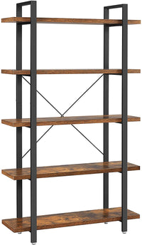 Thumbnail for Bookshelf 5-Tier Industrial Stable Bookcase Rustic Brown and Black