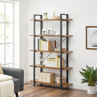 Thumbnail for Bookshelf 5-Tier Industrial Stable Bookcase Rustic Brown and Black