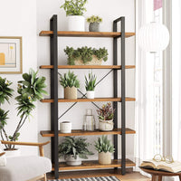 Thumbnail for Bookshelf 5-Tier Industrial Stable Bookcase Rustic Brown and Black