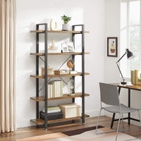 Thumbnail for Bookshelf 5-Tier Industrial Stable Bookcase Rustic Brown and Black