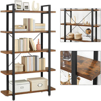 Thumbnail for Bookshelf 5-Tier Industrial Stable Bookcase Rustic Brown and Black