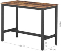 Thumbnail for Bar Table with Solid Metal Frame and Wood Look, 120 x 60 x 90 cm