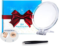 Thumbnail for 20X Magnifying Hand Mirror Two Sided Use for Makeup Application, Tweezing, and Blackhead/Blemish Removal (15 cm)