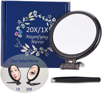 Thumbnail for 20X Magnifying Hand Mirror Two Sided Use for Makeup Application, Tweezing, and Blackhead/Blemish Removal (10 cm Black)