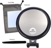 Thumbnail for 20X Magnifying Hand Mirror Two Sided Use for Makeup Application, Tweezing, and Blackhead/Blemish Removal (10 cm Black)