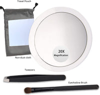 Thumbnail for 20X Magnifying Hand Mirror with 3 Suction Cups Use for Makeup Application, Tweezing, and Blackhead/Blemish Removal (10 cm)