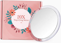 Thumbnail for 20X Magnifying Hand Mirror Two Sided Use for Makeup Application, Tweezing, and Blackhead/Blemish Removal (12.5 cm)