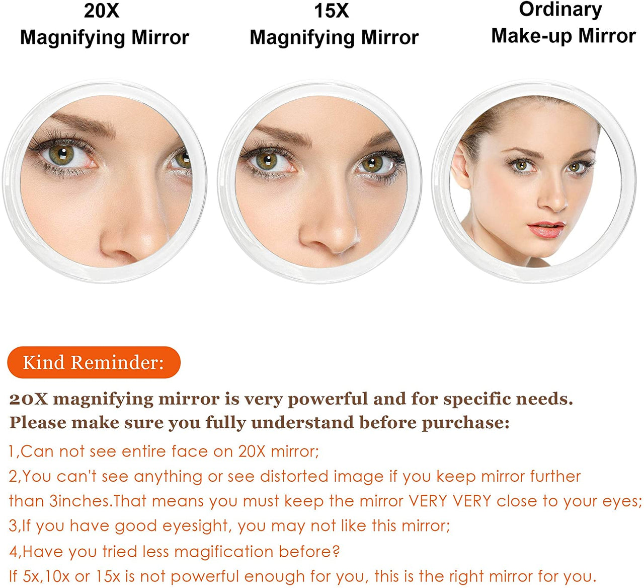 20X Magnifying Hand Mirror Two Sided Use for Makeup Application, Tweezing, and Blackhead/Blemish Removal (12.5 cm)