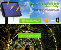 Thumbnail for 20m 200 LED Solar Powered Outdoor Lights with 8 Lighting Modes and Waterproof for Home,Garden and Decoration