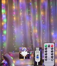 Thumbnail for LED String Lights Curtain for Bedroom Wall Party, 8 Modes, USB Powered and IP64 Waterproof (3m x 3m)