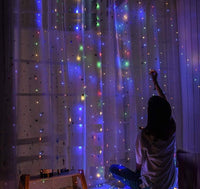 Thumbnail for LED String Lights Curtain for Bedroom Wall Party, 8 Modes, USB Powered and IP64 Waterproof (3m x 3m)