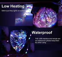 Thumbnail for LED String Lights Curtain for Bedroom Wall Party, 8 Modes, USB Powered and IP64 Waterproof (3m x 3m)