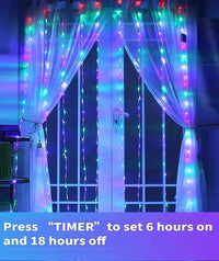 Thumbnail for LED String Lights Curtain for Bedroom Wall Party, 8 Modes, USB Powered and IP64 Waterproof (3m x 3m)