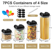 Thumbnail for 7 Pieces Airtight Food Storage and BPA Free Plastic with Easy Lock Black Lids Labels for Kitchen