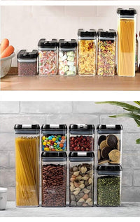 Thumbnail for 7 Pieces Airtight Food Storage and BPA Free Plastic with Easy Lock Black Lids Labels for Kitchen